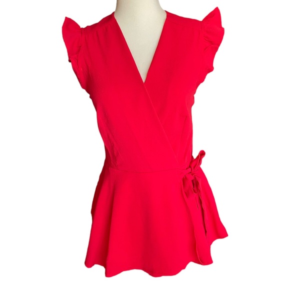 Monteau Tops - 🚨 NEW Red Peplum Blouse ruffle sleeve